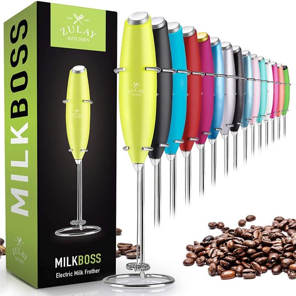 Zulay Kitchen Zulay Milk Frother w Stand  Lime Green ZULB07T9ZCF8Y